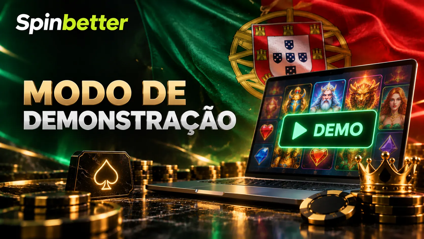 Modo de demonstração de uma slot do SpinBetter casino com o botão de jogo demo em destaque