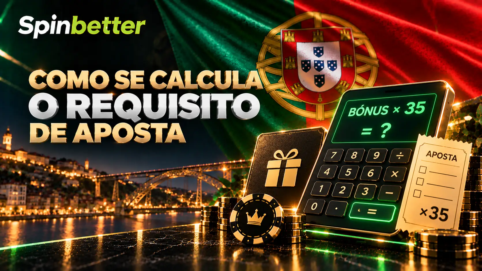 Cálculo do requisito de aposta de 35x sobre o valor do bónus SpinBetter